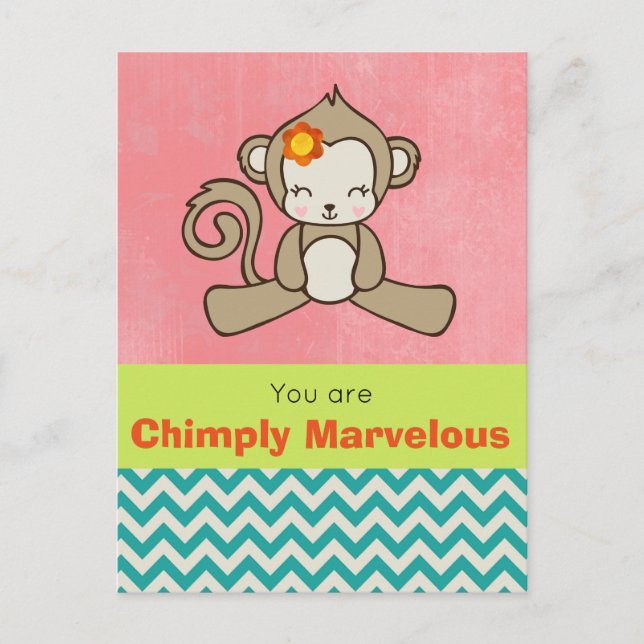 Postal Monkey Pun Funny Cute Kawaii (Anverso)