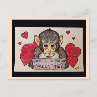 Postal Monkey Valentines Postcard