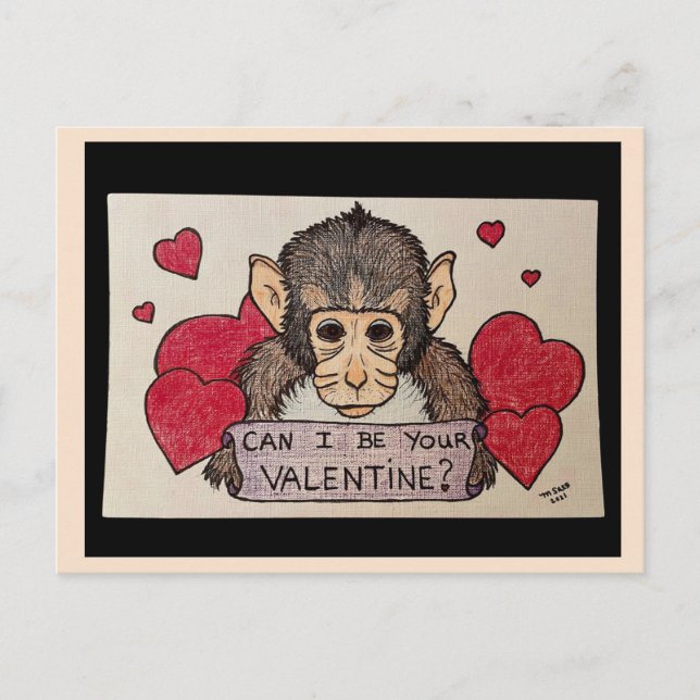 Postal Monkey Valentines Postcard (Anverso)