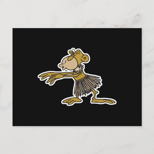 Postal mono bailando hula (Anverso)