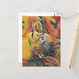 Postal Mono bebé colorido