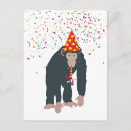Postal Mono chimpancé animales de fiesta teniendo una fie