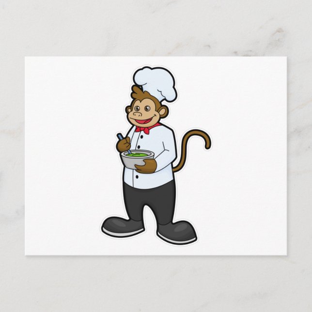 Postal Mono como Cocinar con Bowl (Anverso)