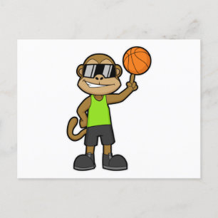 Postal Mono como jugador de baloncesto con balón de balon
