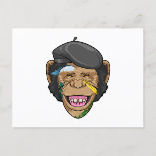 Postal Mono como pintor