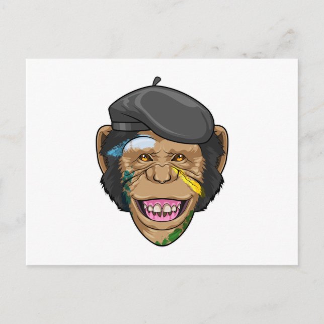 Postal Mono como pintor (Anverso)