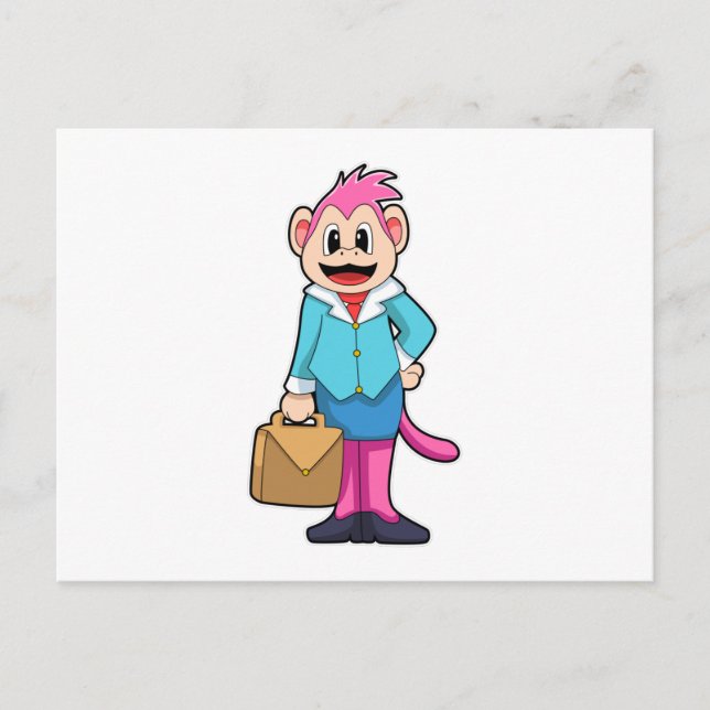 Postal Mono como secretario con bolso (Anverso)