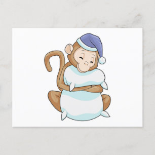 Postal Mono con almohada y cabeza de espiga