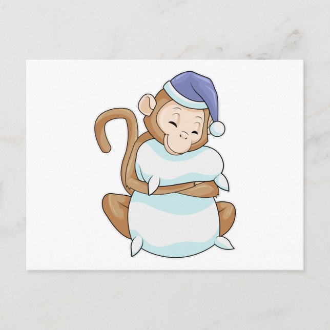 Postal Mono con almohada y dormilón (Anverso)