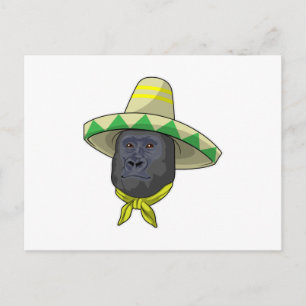 Postal Mono con sombrero de paja