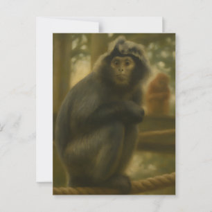 Postal Mono Contemplante - Arte de vida silvestre sereno