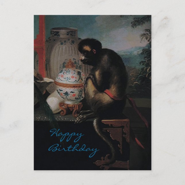 Postal Mono curioso ~ Postcard / Cumpleaños feliz (Anverso)
