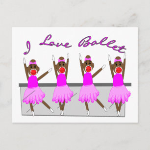 Postal mono de calcetín "I LOVE BALLET"