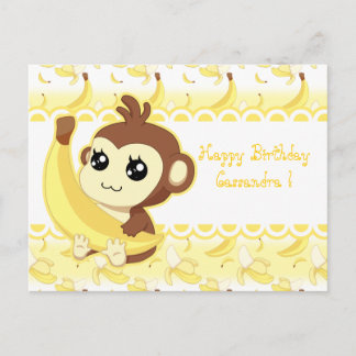 Postal Mono de Kawaii con banana