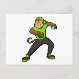 Postal Mono en béisbol con bate de béisbol