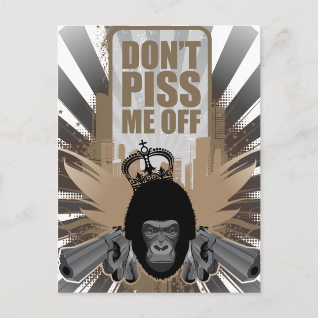 Postal Mono enojado con pistola (Anverso)