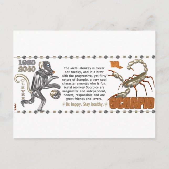Postal Mono Metalizado de ValxArt Zodiac Scorpio 1980 192 (Anverso)