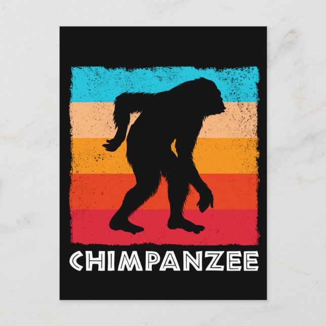 Postal Mono Retro Gorilla Chimpancé (Anverso)