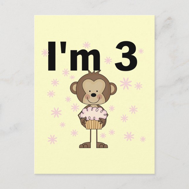 Postal Mono Soy 3 camisetas de cumpleaños y regalos (Anverso)