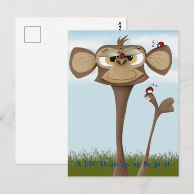 Postal Mono tonto y Ladybugs (Anverso / Reverso)