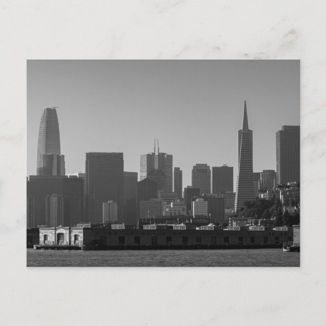 Postal Monocromo de la Línea Skyline de San Francisco - f (Anverso)