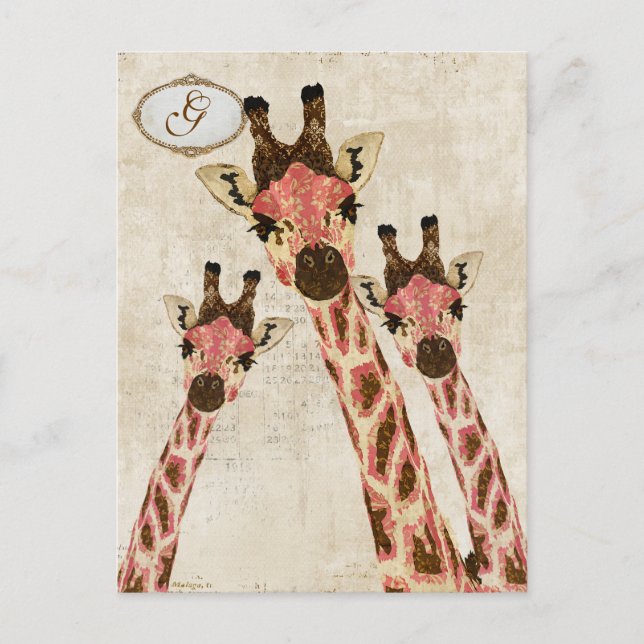 Postal monográfica Rosa & Copper Giraffes (Anverso)