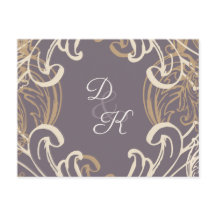 Postal Monogram Gold Purple Vintp Rsvp
