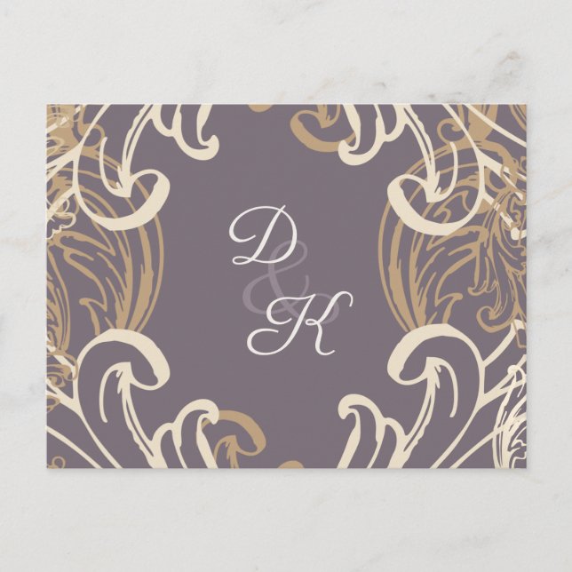 Postal Monogram Gold Purple Vintp Rsvp (Anverso)