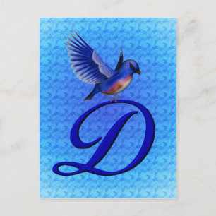 Postal Monograma Bluebird Inicial D Elegant