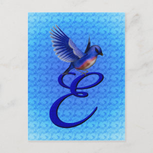 Postal Monograma Bluebird Inicial E Elegante