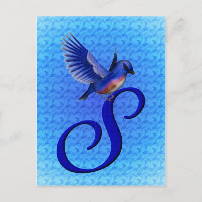 Postal Monograma Bluebird Primer S Elegante (Anverso)