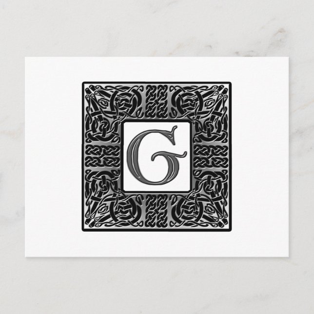 Postal Monograma Celta "G" plateado (Anverso)