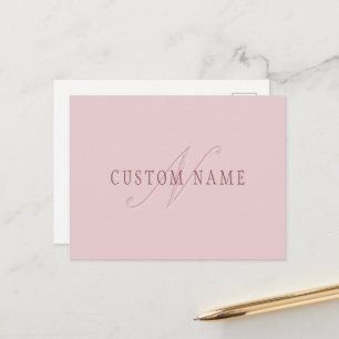 Postal Monograma con aspecto elegante   Oro Rosa