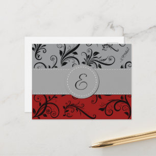 Postal Monograma - Damasco, ornamentos, Swirls - Negro ro