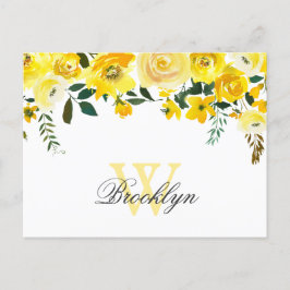 Postal Monograma de agradecimiento floral en acuarela ama