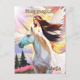 Postal Monograma de arte de acuarela mágica de Angel Unic