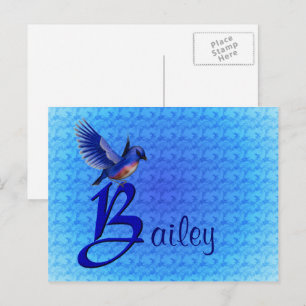 Postal Monograma de Bluebird Inicial B Personalizado