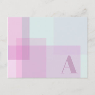Postal Monograma de colores abstractos suave rosa malva p