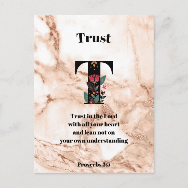 Postal Monograma de Coral Marble T con Escritura Personal (Anverso)