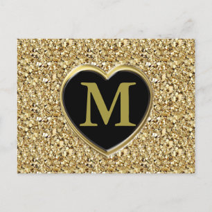 Postal Monograma de cristal druso - oro metálico