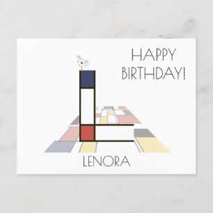 Postal Monograma de estilo de arte moderno. Letra L