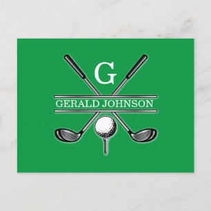Postal Monograma de Golf Personalizado Minimalista Elegan