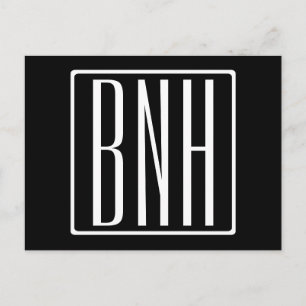 Postal Monograma de iniciales modernas en negrita   Blanc