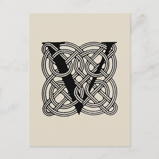 Postal Monograma de Knot celta vintage (Anverso)