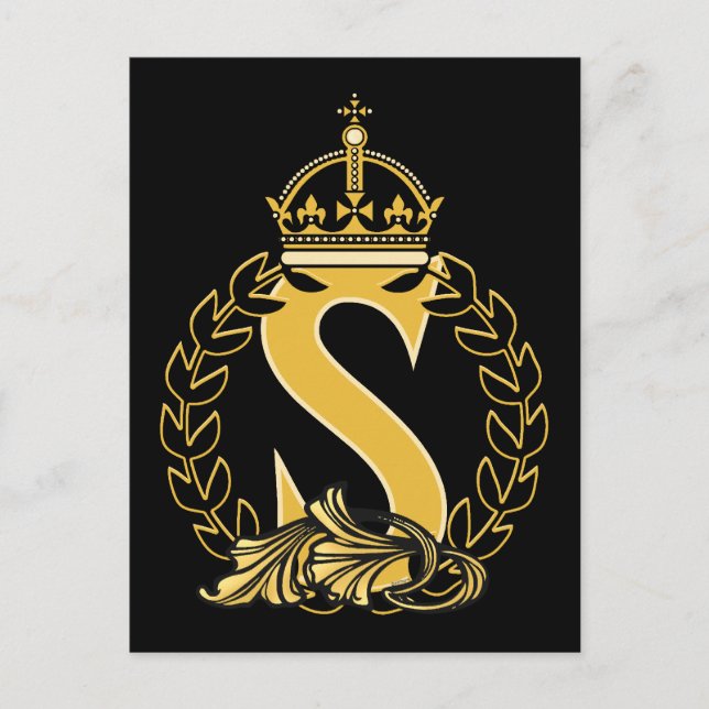 Postal Monograma de la corona personalizado - S (Anverso)