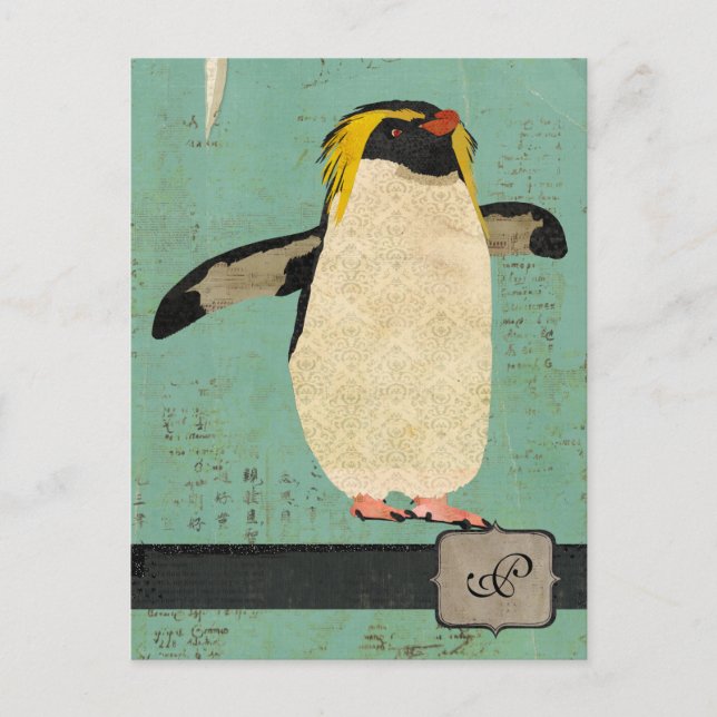 Postal Monograma de la Laguna Azul Pingüino (Anverso)