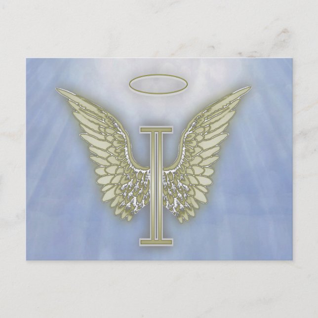 Postal Monograma de la letra I ángel (Anverso)