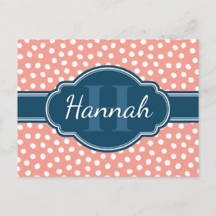 Postal Monograma de la Marina de Patrón Blanco Rosa