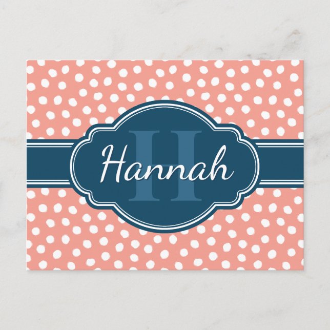 Postal Monograma de la Marina de Patrón Blanco Rosa (Anverso)