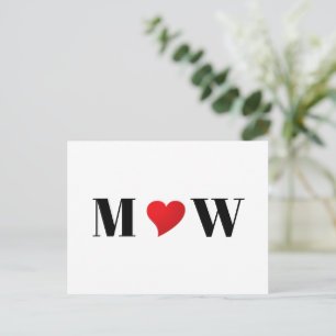 Postal Monograma de la pareja de personalizados de corazó